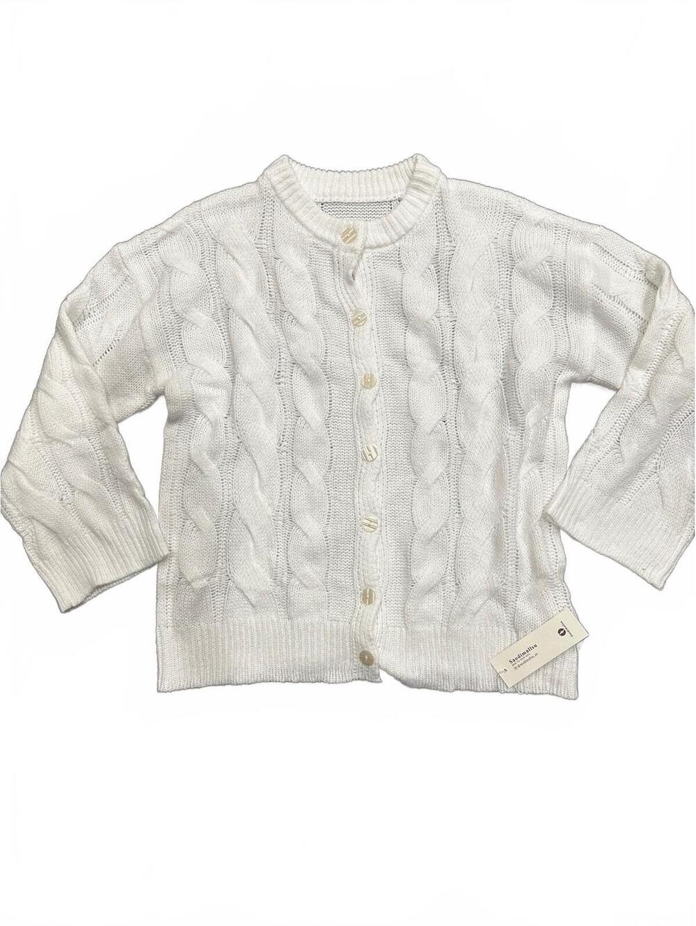 Saodimallsu Women’s Medium White Cardigan Sweater NWT $59.99